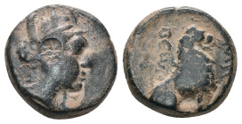 THRACE. Lysimacheia Æ Circa 196-190 BC. Turreted and laureate head of Tyche (or Kybele) to right / Lion seated to right; ΛΥΣΙΜΑ[Χ]ΕΩΝ around. grain ea...