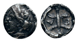 TROAS. Gargara. Hemiobol (Circa 440-400 BC).
Obv: Female head left.
Rev: Γ - Α.
Incuse pattern divided into six compartments. apparently unpublishe...