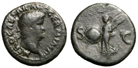 NERONE (54-68) Asse (g. 11,10). Testa laur. a ds. R/ Vittoria alata con scudo in volo verso sn. RIC 312; C. 288 AE BB