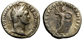 DOMIZIANO (81-96) Denario (g. 3,39). Testa laur. a ds. R/ Minerva con lancia e scudo verso ds. RIC 584; C. 233. AR BB