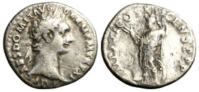 DOMIZIANO (81-96) Denario (g. 3,34). Testa laur. a ds. R/ Minerva con lancia e scudo stante a sn. RIC 721; C. 264. AR BB