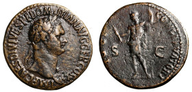 DOMIZIANO (81-96) Asse (g. 8,57). Testa laur. a ds. R/ Giove stante a sn. RIC 219. AE BB