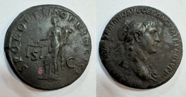 TRAIANO (98-117). Sesterzio per Roma. AE (g 22,94). Busto laureato a destra con egida. R/ Aequitas stante a sinistra, con bilancia e cornucopia. Woyte...