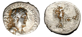 ADRIANO (117-138) Emidracma per Cesarea (g. 1,26). Busto laur. a ds. R/ Vittoria in volo verso ds. RPC 3077. AR BB