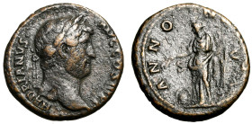 ADRIANO (117-138) Asse (g. 11,91). Testa laur. a ds. R/ ANNONA stante a sn. RIC 796. AE BB