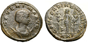 SEVERINA (moglie di Aureliano) Antoniniano per Antiochia (g. 4,61) Busto diad. a ds. su crescente lunare R/ CONCORDIAE MILITVM stante tra due insegne....