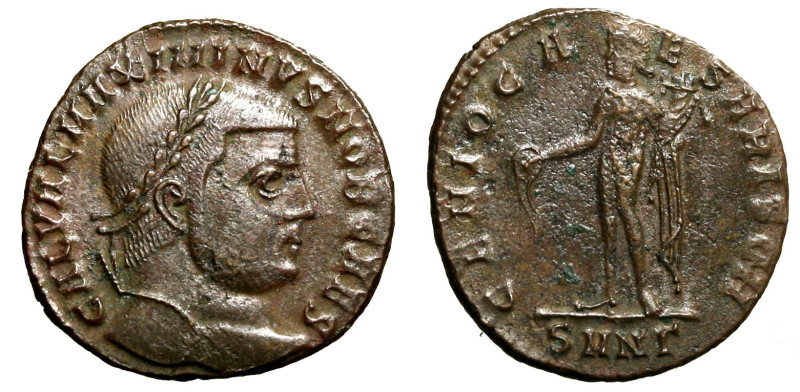 MASSIMINO II come Cesare (305-309) Follis ridotto per Nicomedia (g. 5,96) Testa ...