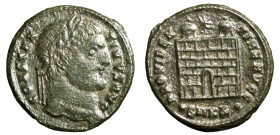 COSTANTINO I (326-327) Follis ridotto per Cizico (g. 3,08) Testa laur. a ds. R/ Porta di campo. RIC 24. AE qSPL
