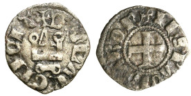 CHIARENZA. Filippo di Taranto (1306-1313) Denaro tornese (g. 0,75). Croce R/ Castello. Metcalf 983 MI RARO +BB