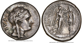 SICILY. Syracuse. Agathocles (317-289 BC). AR tetradrachm (27mm, 16.56 gm, 10h). NGC Choice XF 5/5 - 2/5, smoothing. Ca. 310-306/305 BC. KOPAΣ, head o...