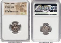 THESSALY. Larissa. Ca. 400-365 BC. AR drachm (18mm, 6.14 gm, 1h). NGC AU S 4/5 - 5/5. Head of nymph Larissa facing, turned slightly right, wearing amp...