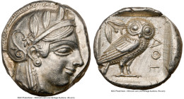 ATTICA. Athens. Ca. 455-440 BC. AR tetradrachm (24mm, 17.17 gm, 4h). NGC AU S 5/5 - 4/5. Early transitional issue. Head of Athena right, wearing crest...