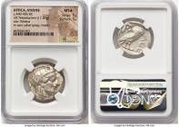 ATTICA. Athens. Ca. 440-404 BC. AR tetradrachm (24mm, 17.21 gm, 7h). NGC MS S 5/5 - 5/5. Mid-mass coinage issue. Head of Athena right, wearing earring...