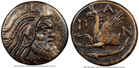 CIMMERIAN BOSPORUS. Panticapaeum. Ca. 4th Century BC. AE (21mm, 7.67 gm, 11h). NGC Choice XF 5/5 - 4/5, Fine Style. Head of bearded Pan right / Π-A-N,...