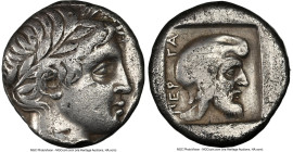 MYSIA. Pergamum. Ca. 450-400 BC. AR drachm or tetrobol (14mm, 3.43 gm, 1h). NGC Choice VF 5/5 - 3/5, Fine Style, scuff. Laureate head of Apollo right ...
