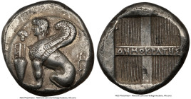 IONIAN ISLANDS. Chios. Ca. 400-350 BC. AR tetradrachm (23mm, 15.10 gm, 5h). NGC XF 5/5 - 2/5, Fine Style, scuff. Democrates, magistrate. Winged sphinx...