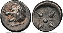 CARIAN SATRAPS. Hecatomnus (ca. 392-377 BC). AR drachm (16mm, 4.16 gm). NGC Choice XF 5/5 - 4/5. Head of roaring lion left, with outstretched foreleg;...