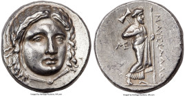 CARIAN SATRAPS. Maussollus (ca. 377-352 BC). AR tetradrachm (25mm, 15.16m, 12h). NGC Choice XF 5/5 - 3/5, Fine Style, brushed. Head of Apollo facing, ...