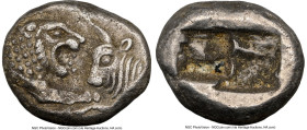 LYDIAN KINGDOM. Croesus (561-546 BC). AR sixth-stater (11mm, 1.77 gm). NGC Choice XF S 5/5 - 4/5. Croeseid standard, Sardes. Confronted foreparts of l...