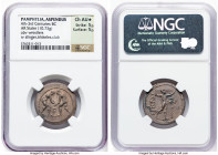 PAMPHYLIA. Aspendus. Ca. 325-250 BC. AR stater (24mm, 10.73 gm, 12h). NGC Choice AU S 5/5 - 5/5. Two wrestlers grappling; E between, all in dotted cir...