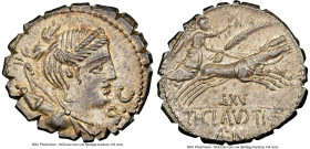 Ti. Claudius Ti.f. Ap.n. Nero (ca. 79 BC). AR serratus denarius (19mm, 3.90 gm, 7h). NGC MS S 5/5 - 5/5. Rome. Draped bust of Diana right, hair rolled...