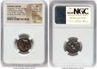 Augustus (27 BC-AD 14). AR denarius (19mm, 3.65 gm, 11h). NGC VF 4/5 - 3/5, brushed. Spain, Emerita, ca. 25-23 BC, P. Carisius, as moneyer. IMP CAESAR...