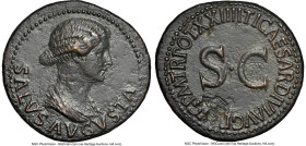 Julia Augusta (Livia). (AD 14-29). AE dupondius (30mm, 13.94 gm, 11h). NGC Choice XF 5/5 - 2/5, Fine Style. Rome, AD 22-23. SALVS AVGVSTA, draped bust...