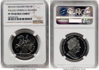 British Colony. Elizabeth II palladium Proof "Pallas Athena & Pegasus" 150 Dollars (1 oz) 2016 PR70 Ultra Cameo NGC, Pobjoy mint, KM-Unl. Mintage: 999...