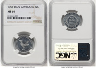 Norodom Sihanouk aluminum Essai 10 Centimes 1953 MS66 NGC, KM-E9. HID09801242017 © 2024 Heritage Auctions | All Rights Reserved www.HA.com/TexasAuctio...