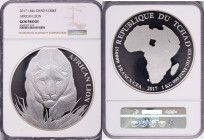 Republic silver Proof "African Lion" 150000 Francs (1 Kilo) 2017 Gem Proof NGC, African wildlife series. HID09801242017 © 2024 Heritage Auctions | All...
