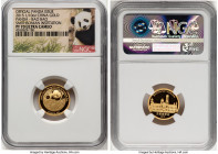 People's Republic gold Proof Panda "Smithsonian Institution - Bao Bao" 1/10 Ounce Medal 2015 PR70 Ultra Cameo NGC, 18mm. Struck to commemorate the bir...