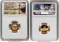 People's Republic gold Proof Panda "Smithsonian Institution - Bao Bao" 1/10 Ounce Medal 2015 PR70 Ultra Cameo NGC, 18mm. Struck to commemorate the bir...