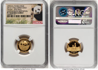 People's Republic gold Proof Panda "Smithsonian Institution - Bao Bao" 1/10 Ounce Medal 2015 PR70 Ultra Cameo NGC, 18mm. Struck to commemorate the bir...