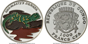 Republic 5-Piece Lot of Certified silver Colorized Proof 1000 Francs NGC, 1) "Clownfish" 1000 Francs 2006 PR68 Ultra Cameo NGC 2) "Moustached Monkey" ...