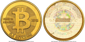 Casacius brass Unloaded (Redeemed) 0.5 Bitcoin (BTC) 2013 MS67 NGC, Ahonen-pg 100. Total Issued: 3,084. Series 2. Type PF. 28mm. Firstbits 125K4vk5. F...