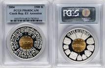 Republic bi-metallic gold & silver Proof "EU Accession" 2500 Korun 2004 PR68 Deep Cameo PCGS, Czech mint, KM76. Mintage: 8,117. Struck to commemorate ...