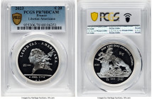 Republic silver Proof "Libertas Americana" 20 Euro (1 oz) 2023 PR70 Deep Cameo PCGS, Sought-after series commemorating the American Revolution. HID098...
