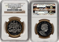 British Dependency. Elizabeth II bi-metallic platinum & gold Proof Angel 2011 PR69 Ultra Cameo NGC, Pobjoy mint. Mintage: 500. Platinum center (1 oz) ...