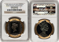 British Dependency. Elizabeth II gold Proof "Penny Black Anniversary" Crown (1 oz) 1990 Gem Proof NGC, Pobjoy mint, KM267b. 150th Anniversary of Penny...