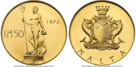 Republic gold "Neptune" 50 Liri 1972 UNC Details (Reverse Cleaned) NGC, KM18, Fr-48. Mintage: 16,000. HID09801242017 © 2024 Heritage Auctions | All Ri...