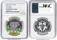 Republic 4-Piece Lot of Certified silver Colorized Proof 1000 Francs NGC, 1) "Elephant" 1000 Francs 2004 PR68 Ultra Cameo NGC 2) "Honey Bee" 1000 Fran...
