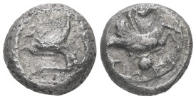 Calabria, Tarentum. AR Nomos. 7.55 g - 16.09 mm. Circa 490-480 BC.