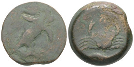 Sicily, Akragas. AE Hemilitron. 19.06 g - 28.93 mm. Circa 425/0-410/06 BC.