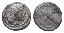 Sicily, Syracuse. Hieron I, 478-466 BC. AR Obol. 0.69 g - 9.60 mm.