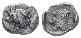 Mysia, Kyzikos. AR Obol. 0.77 g - 10.51 mm. 5th century BC.