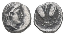 Caria, Rhodes. AR Diobol. 0.86 g - 9.57 mm. Circa 205-190 BC.