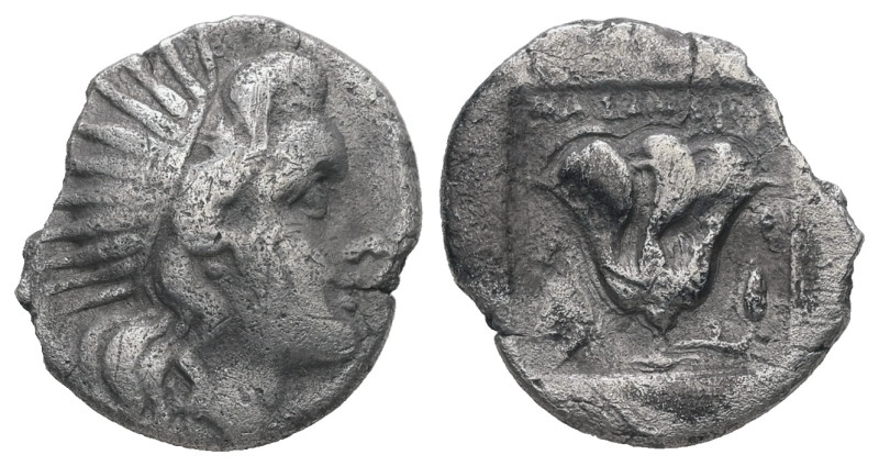 Caria, Rhodes. AR Drachm. 2.40 g - 15.48 mm. Circa 188-170 BC.