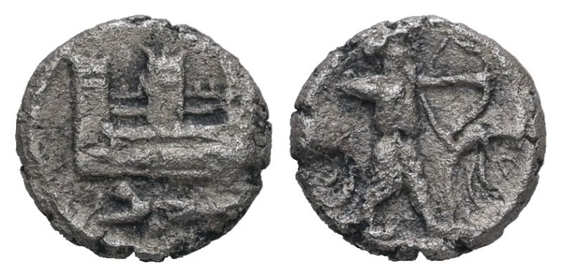 Samaria. AR Obol. 0.63 g - 8.93 mm. Circa 375-333 BC. Imitation of Sidon. RARE