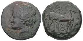 North Africa, Carthage. Second Punic War, Circa 220-215 BC. AE Trishekel. 15.61 g - 30.04 mm.
