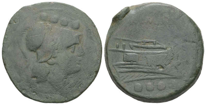 Anonymous, Circa 215-212 BC. AE Triens. 20.91 g - 32.38 mm. Rome.